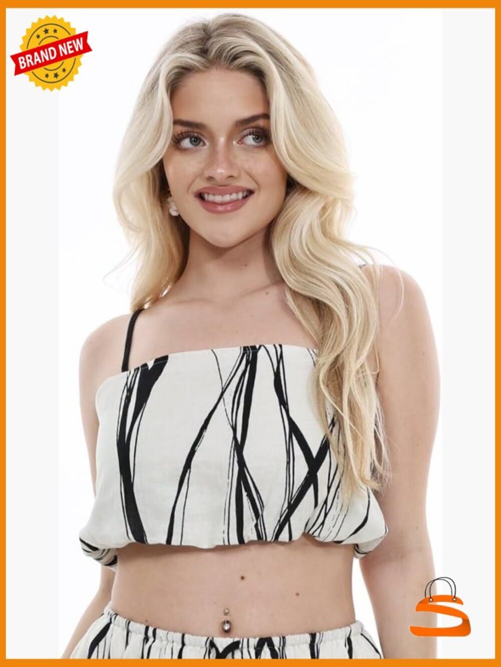 100% Linen Crop Bubble Camisole Sleeveless Spaghetti Strap Top